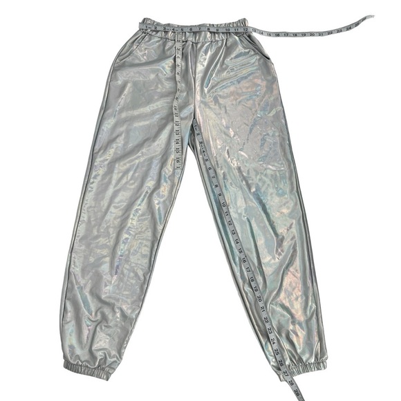 Pumpkino Silver Iridescent Side Pocket Jogger Pants Size Small Women’s - Picture 4 of 4
